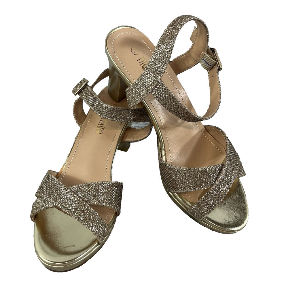 Dream Pairs Heels Pumps Shoes sz 7.5 Gold Sparkles Wedding Cocktail Evening